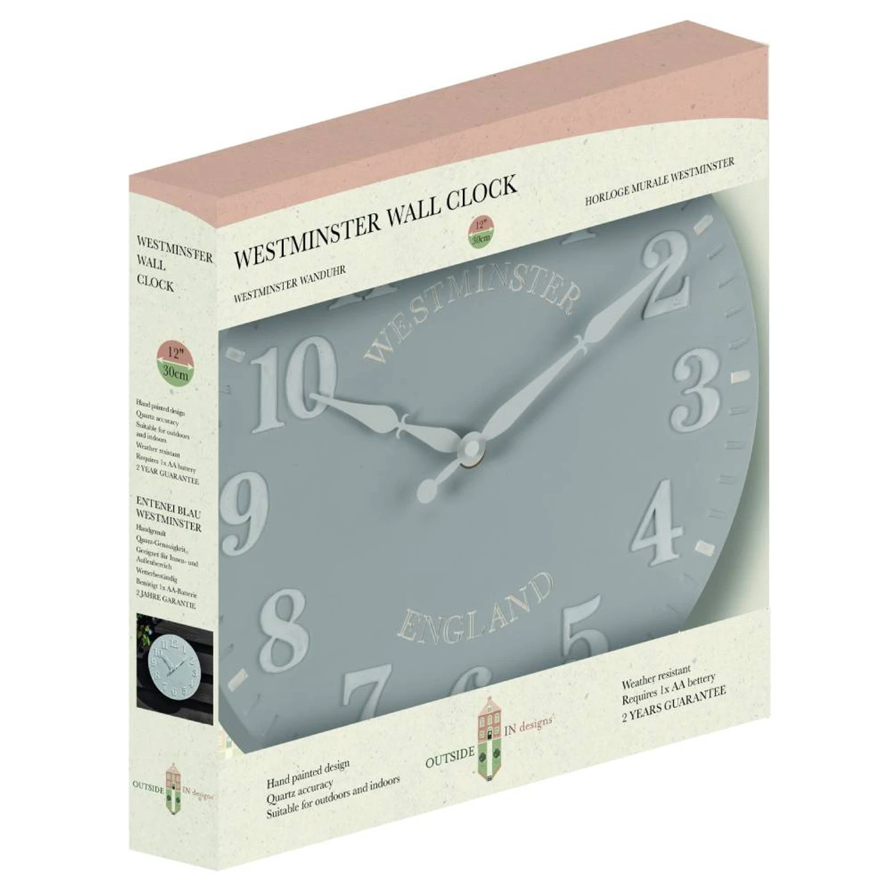 Smart Garden Westminster Duck Egg Wall Clock - Image 3