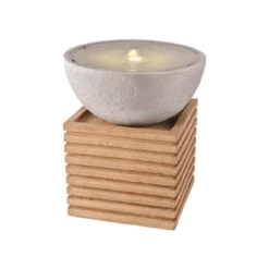 Kaemingk Squared Rib Fountain With Bowl Water Feature