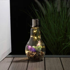 Solar Glass Bulb With Flowers & Copper Wire 18cm