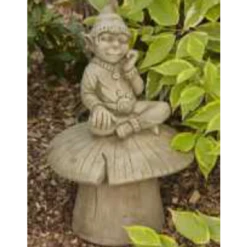 Border Stoneware Pixie Sitting On Mushroom