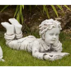 Border Stoneware Laying Girl With Book