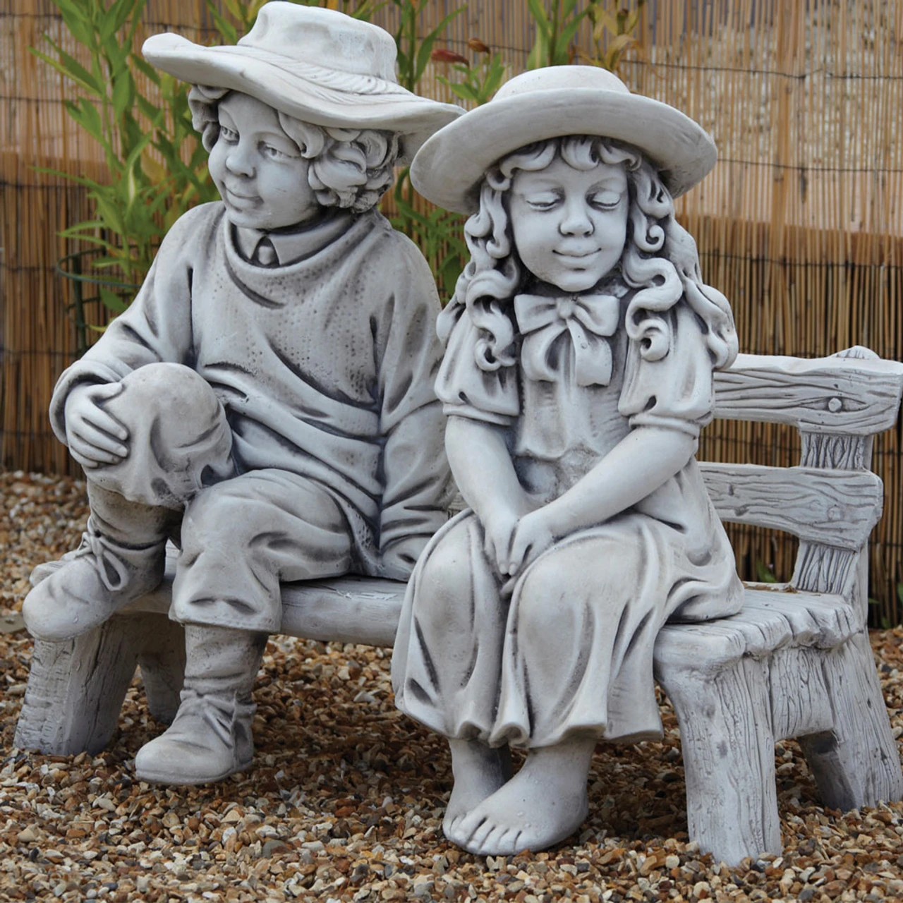 Town Boy & Girl On Bench